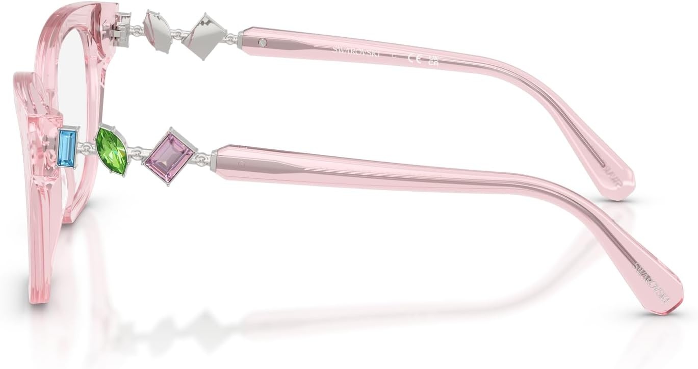image:imageSwarovski womens Sk2048 Square Prescription Eyewear FramesTransparent PinkDemo Lens
