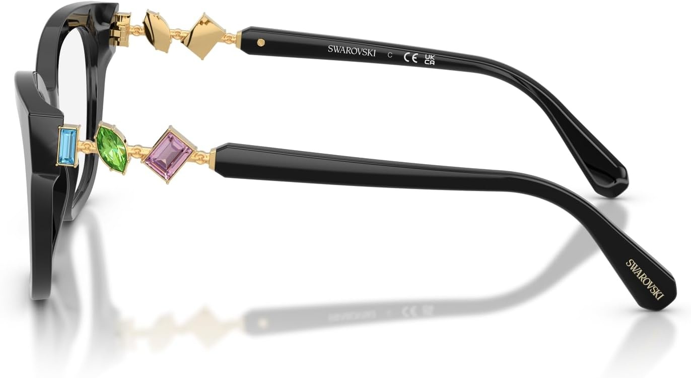 image:imageSwarovski womens Sk2048f Low Bridge Fit Square Prescription Eyewear FramesBlackDemo Lens