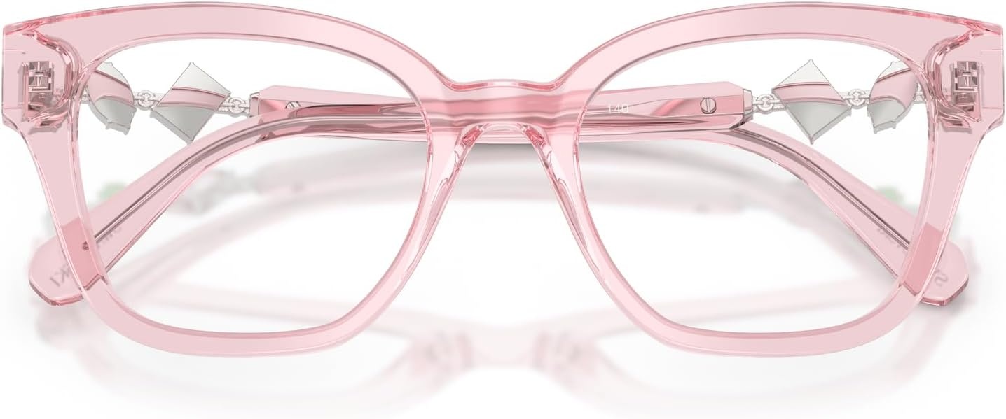 image:imageSwarovski womens Sk2048f Low Bridge Fit Square Prescription Eyewear FramesTransparent PinkDemo Lens