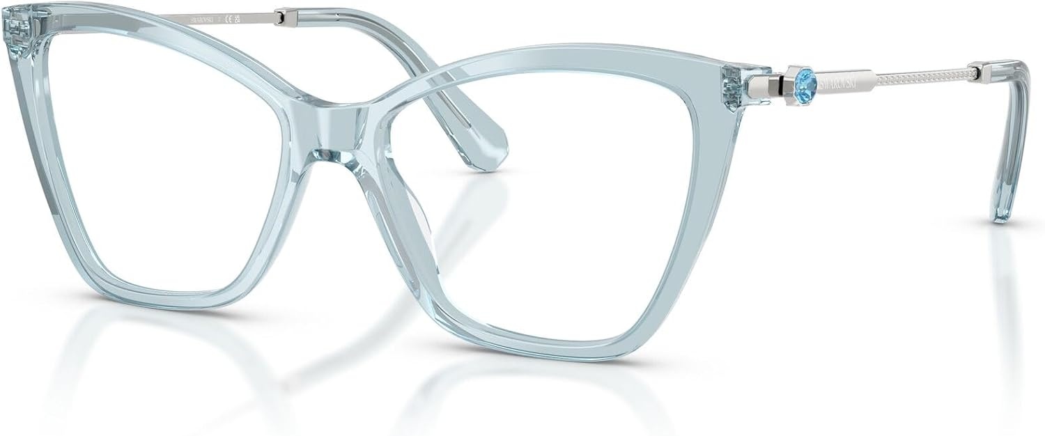 image:imageSwarovski womens Sk2051 Cat Eye Prescription Eyewear FramesTransparent Light BlueDemo Lens