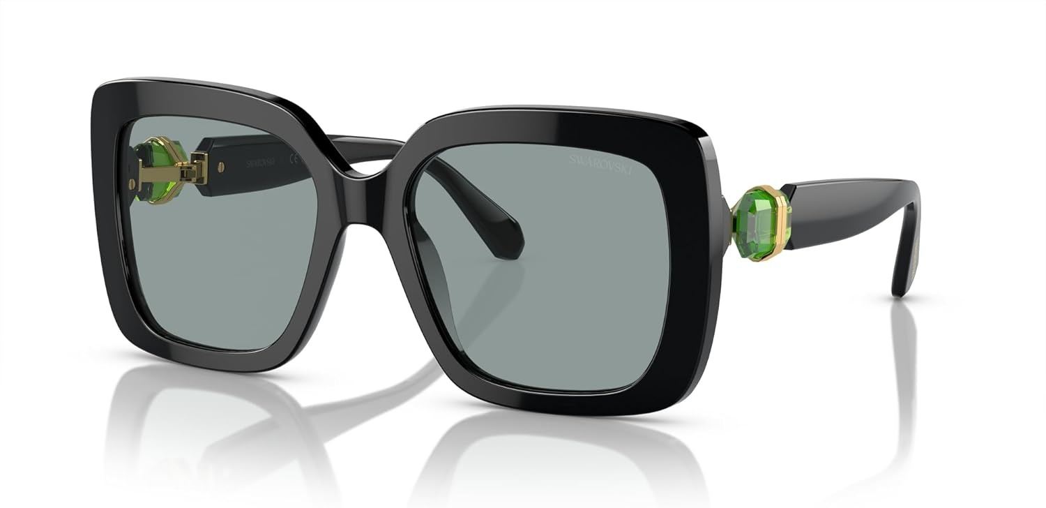 image:imageSwarovski womens Sk6001f Low Bridge Fit Square SunglassesBlackDark Grey