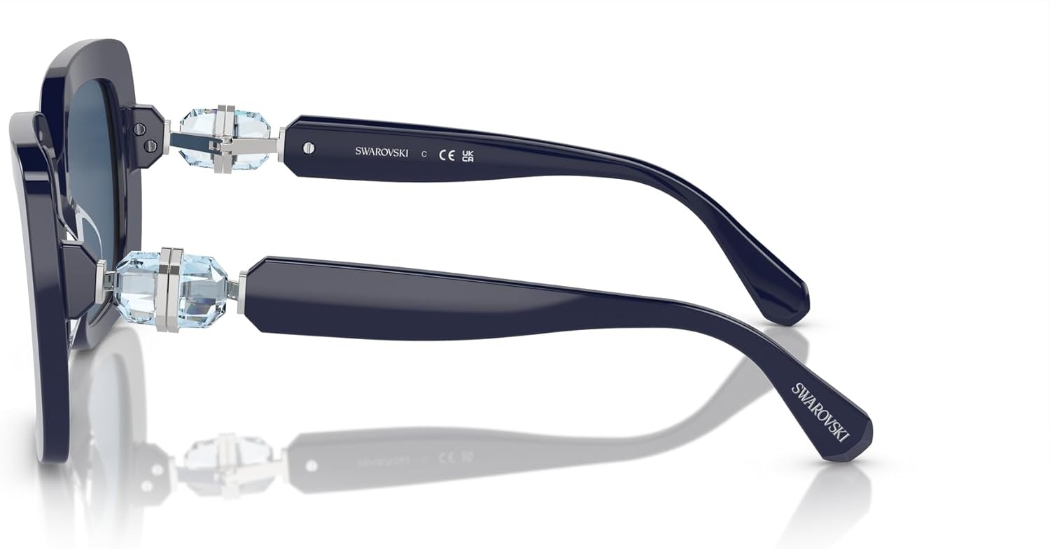image:imageSwarovski womens Sk6001f Low Bridge Fit Square SunglassesOpal BlueDark Blue