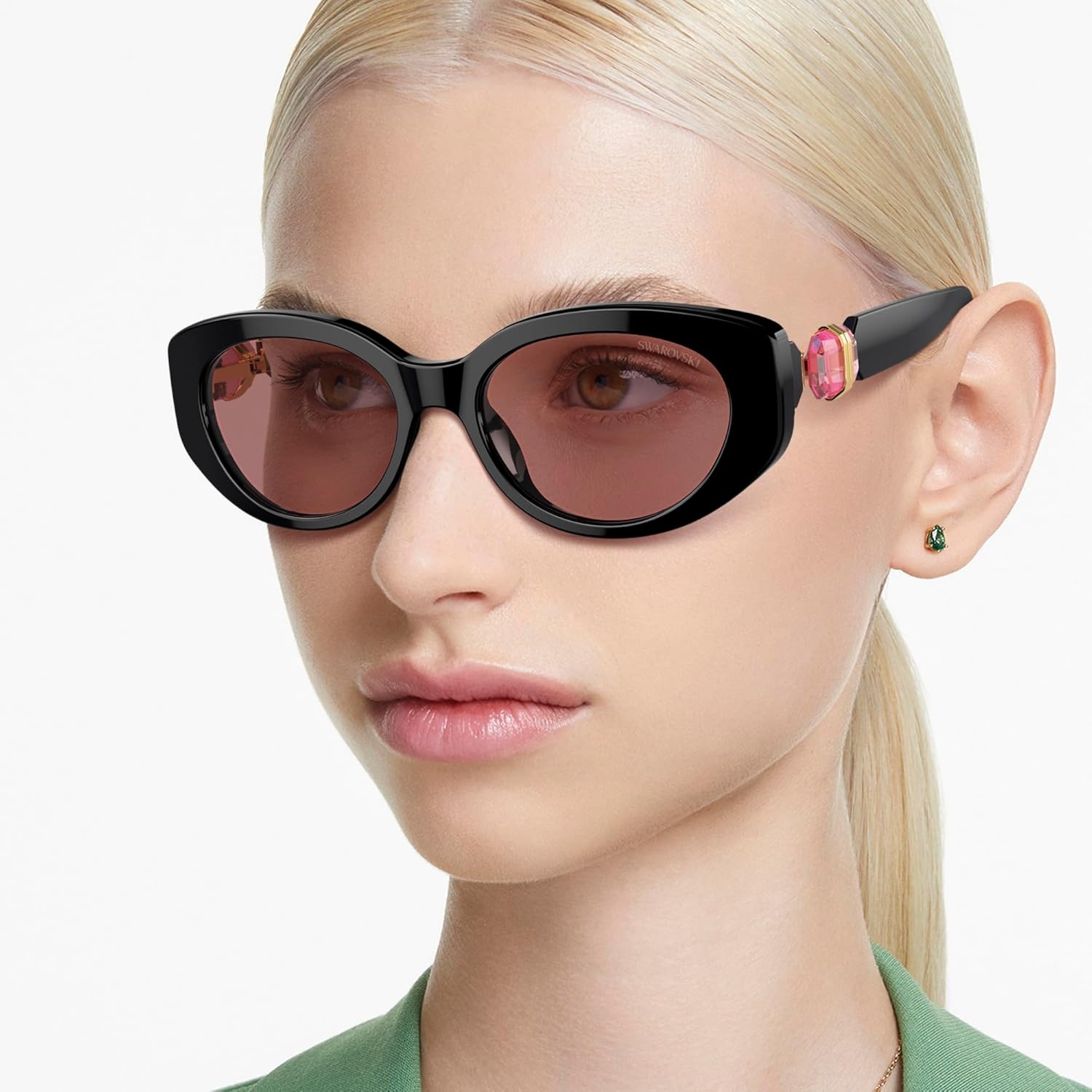 image:imageSwarovski womens Sk6002 Oval SunglassesBlackPink