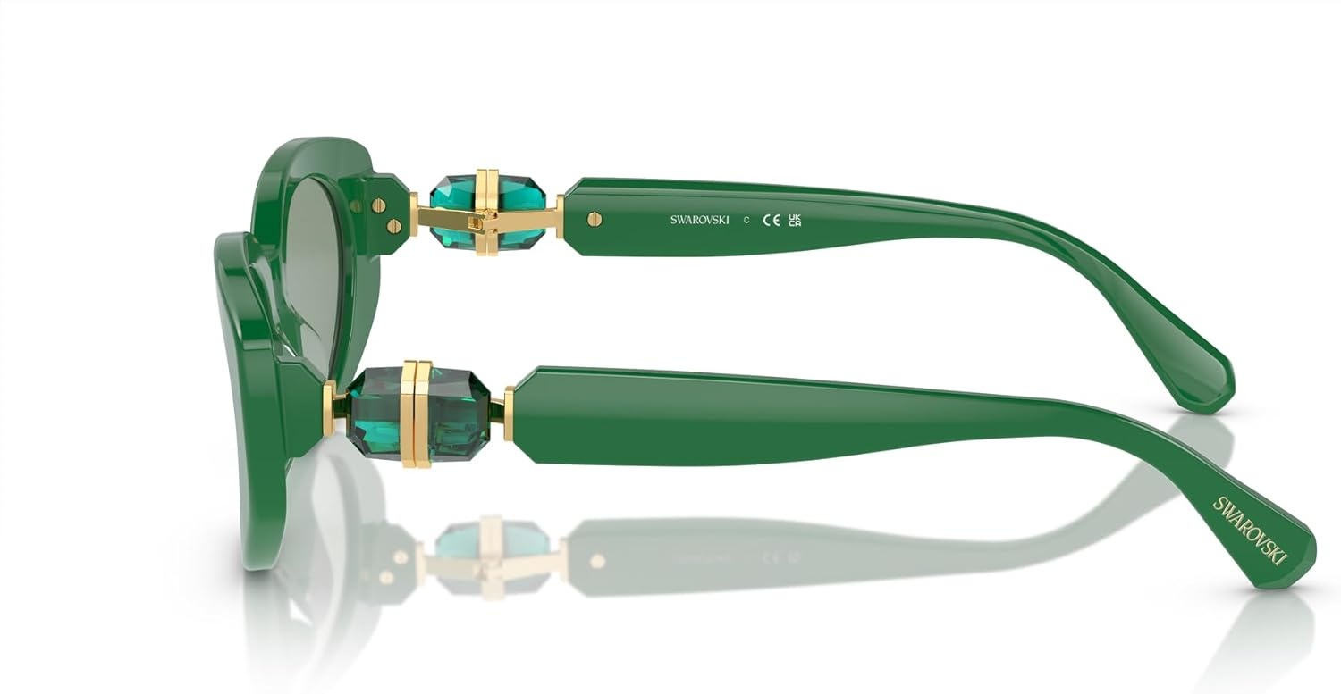 image:imageSwarovski womens Sk6002 Oval SunglassesDark GreenAzure Internal Mirrored Silver