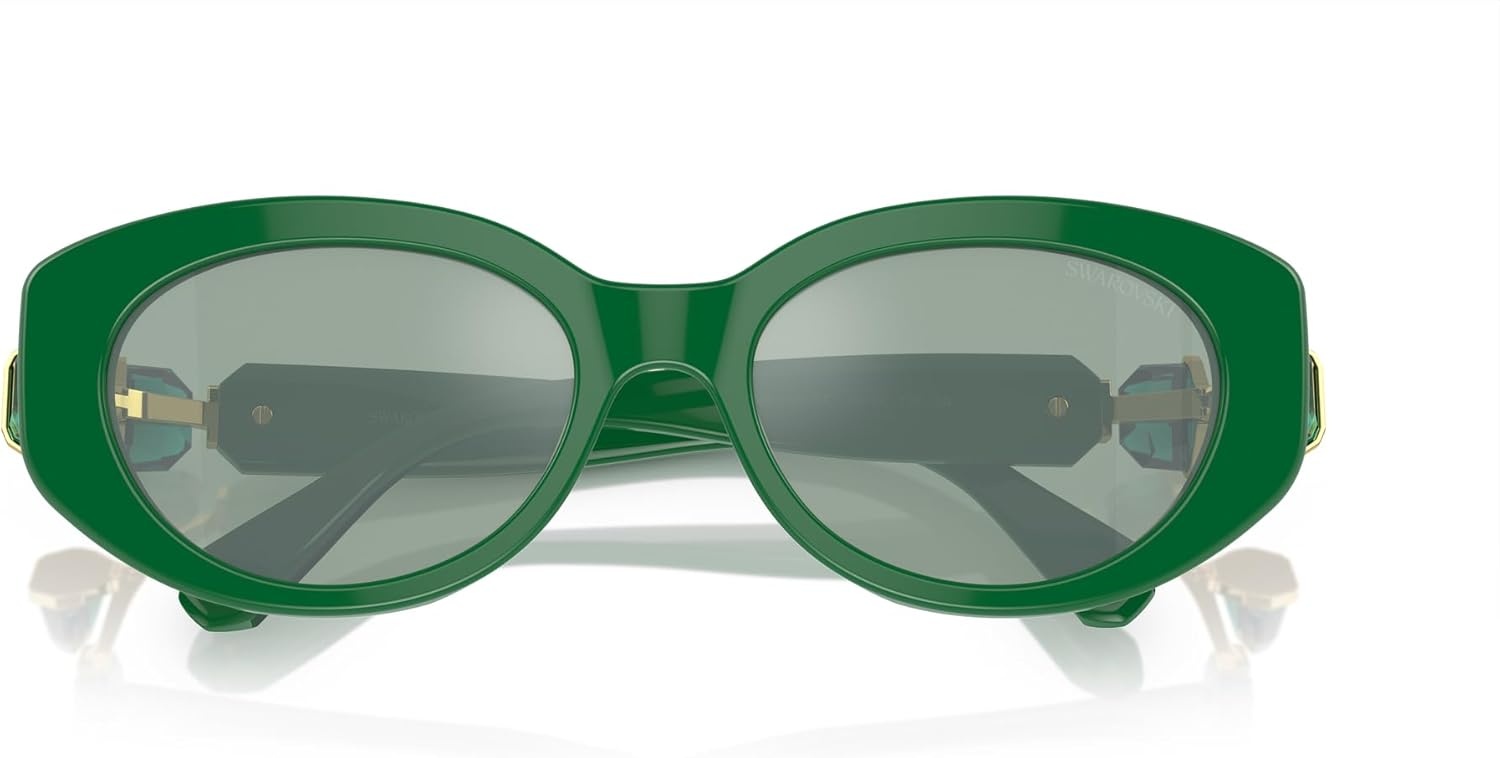 image:imageSwarovski womens Sk6002 Oval SunglassesDark GreenAzure Internal Mirrored Silver