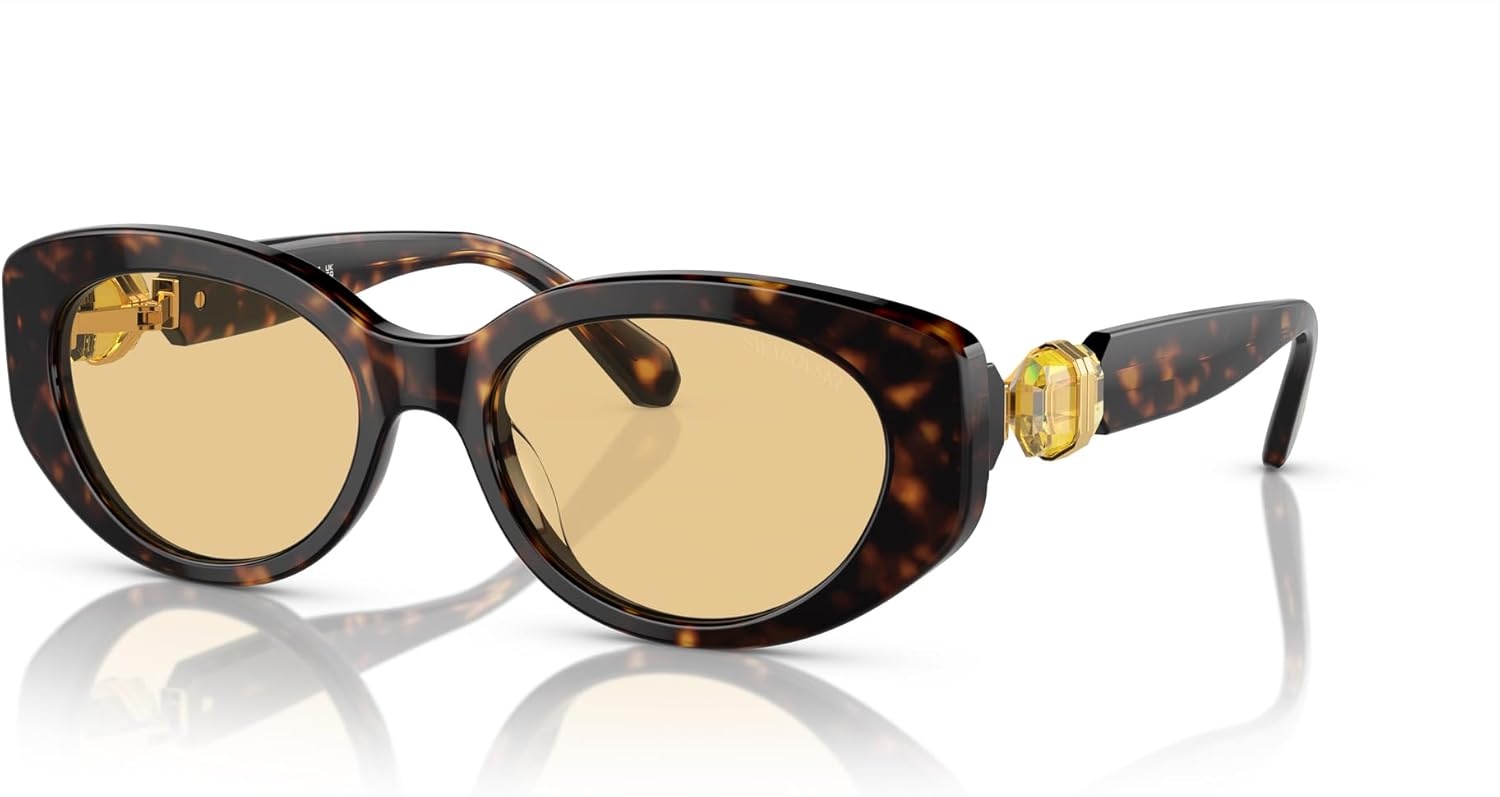 image:imageSwarovski womens Sk6002 Oval SunglassesDark HavanaLight Yellow
