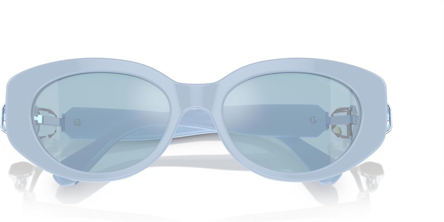 image:imageSwarovski womens Sk6002 Oval SunglassesLight BlueLight Blue Mirrored Silver
