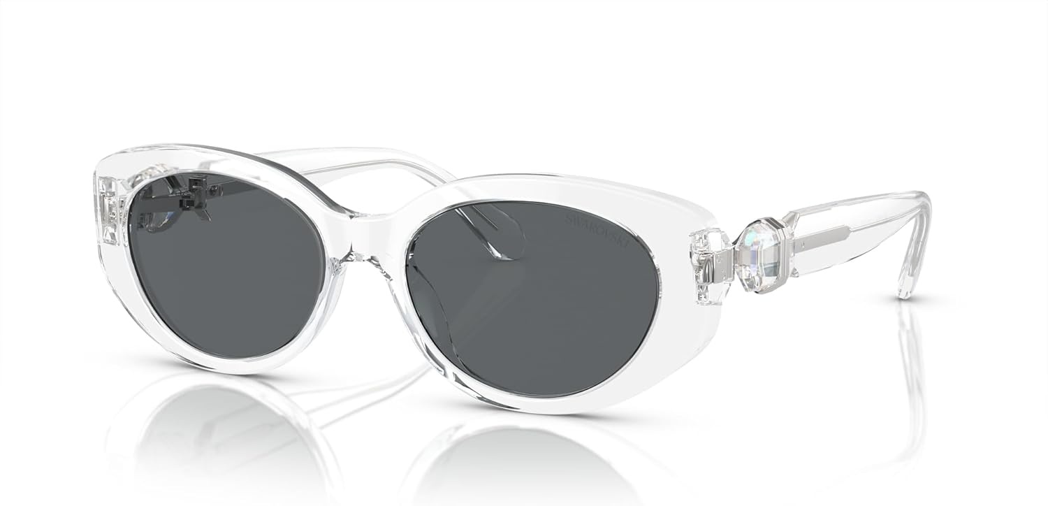 image:imageSwarovski womens Sk6002 Oval SunglassesTransparent Light BlueLight Blue Mirrored Silver