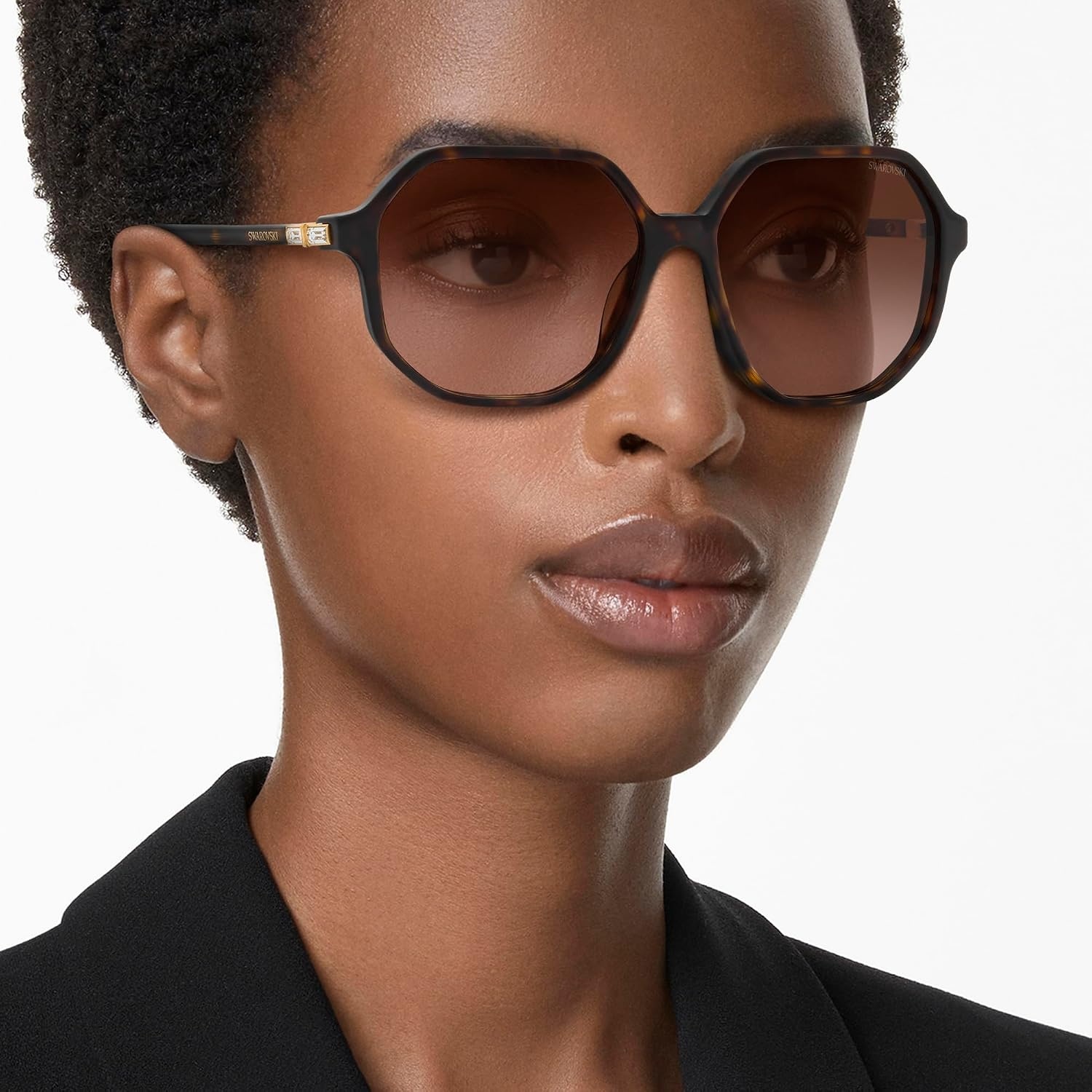 image:imageSwarovski womens Sk6003 Octagonal SunglassesHavanaBrown Gradient