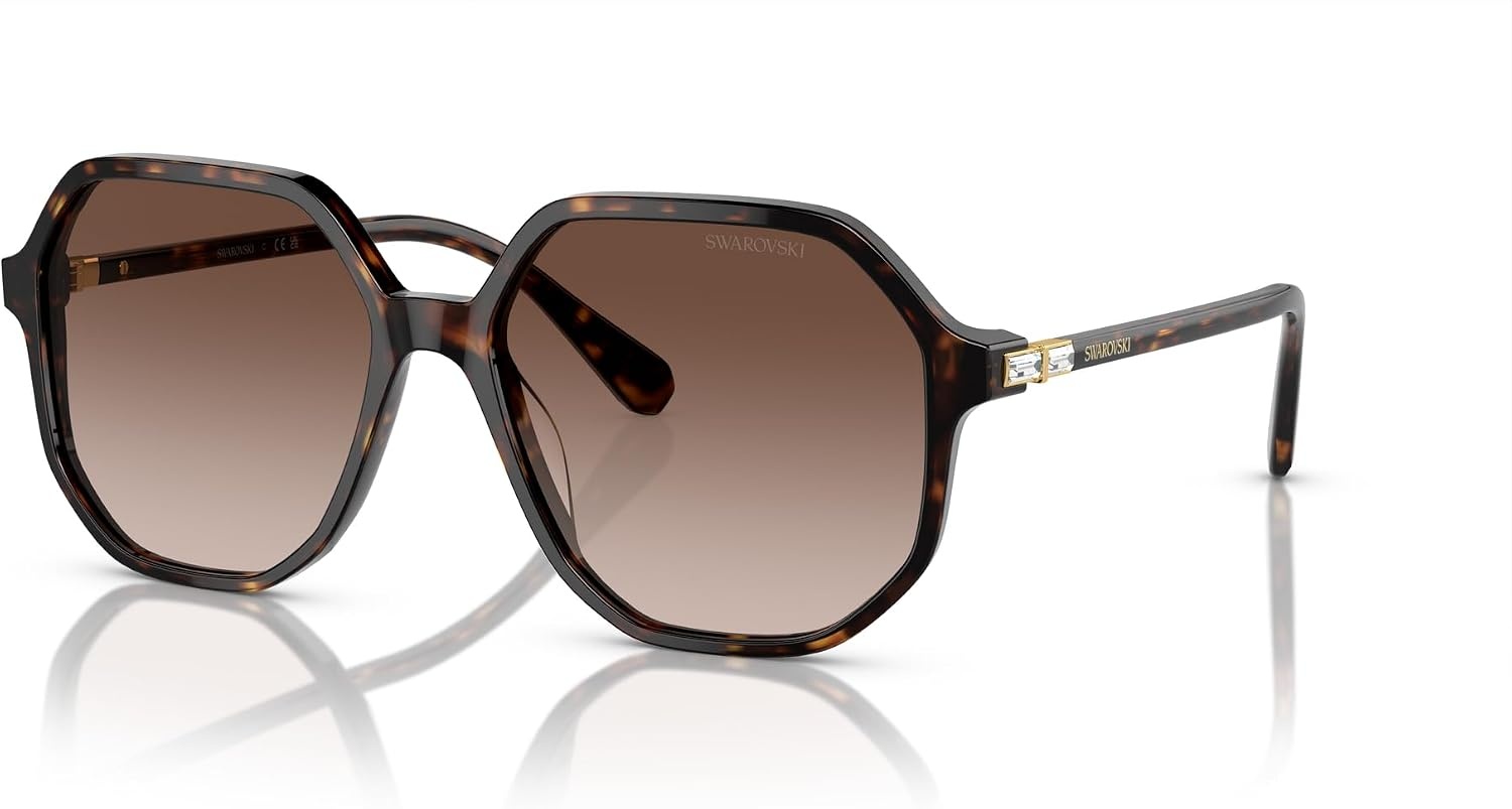 image:imageSwarovski womens Sk6003 Octagonal SunglassesHavanaBrown Gradient