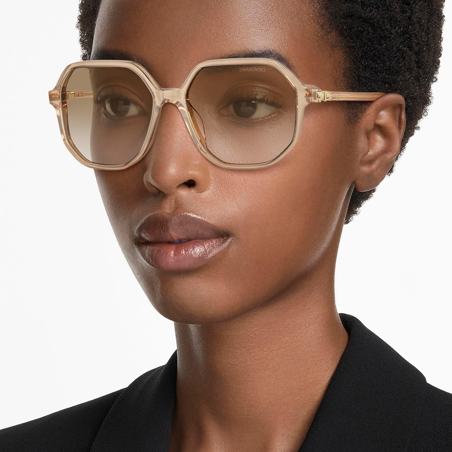 image:imageSwarovski womens Sk6003 Octagonal SunglassesOpaline Light BrownGradient Light Grey