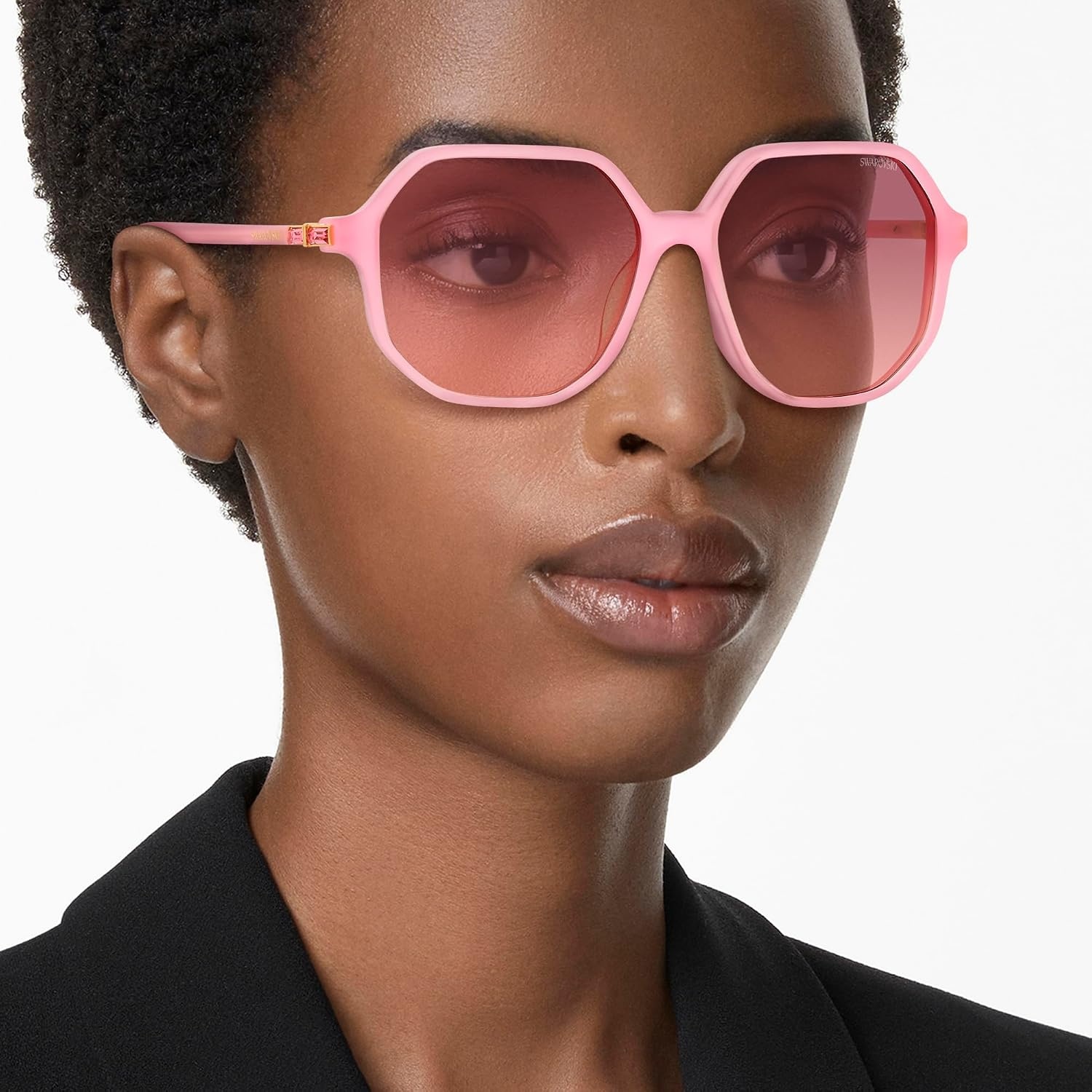 image:imageSwarovski womens Sk6003 Octagonal SunglassesOpaline PinkBrown Gradient Violet