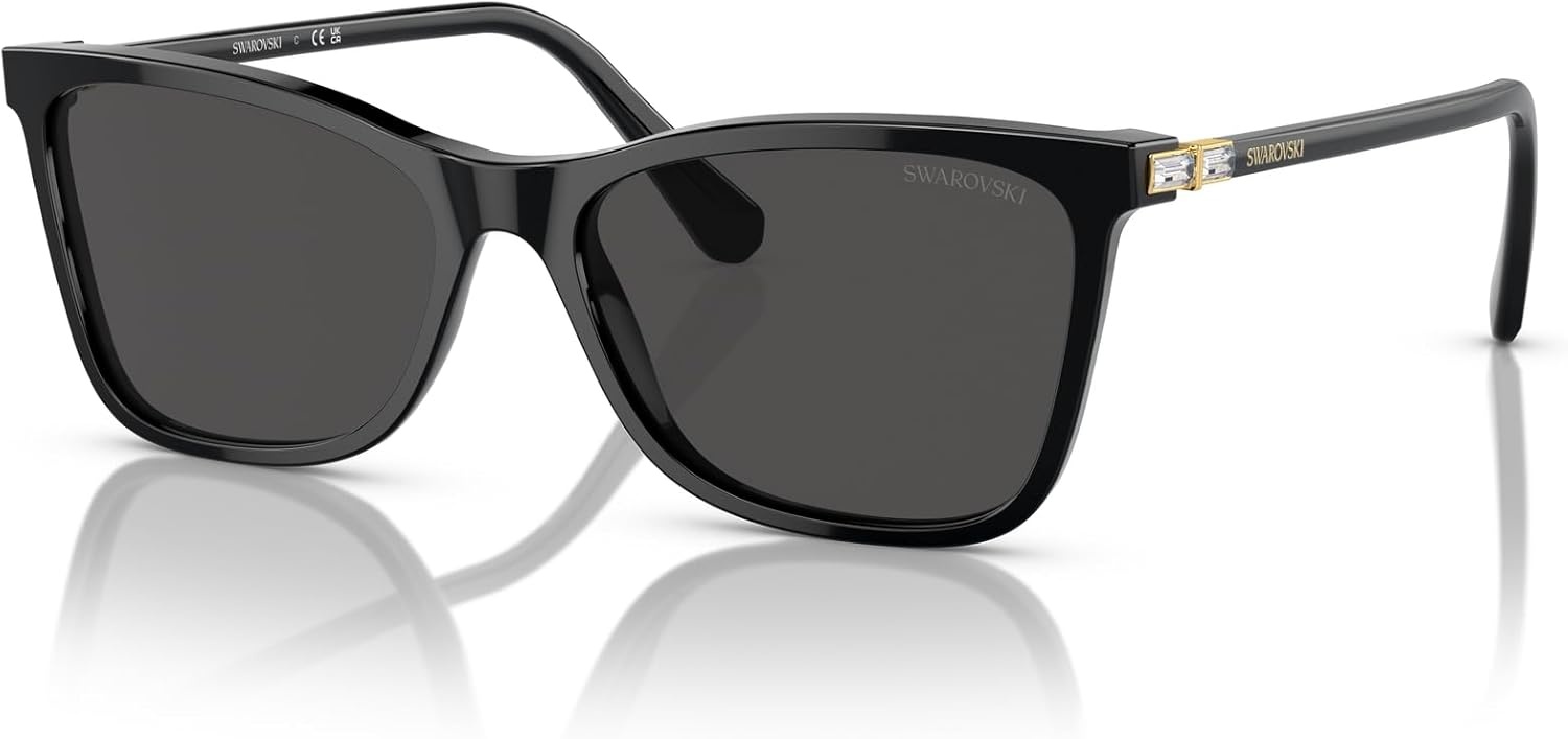 image:imageSwarovski womens Sk6004 Rectangular SunglassesBlackDark Grey