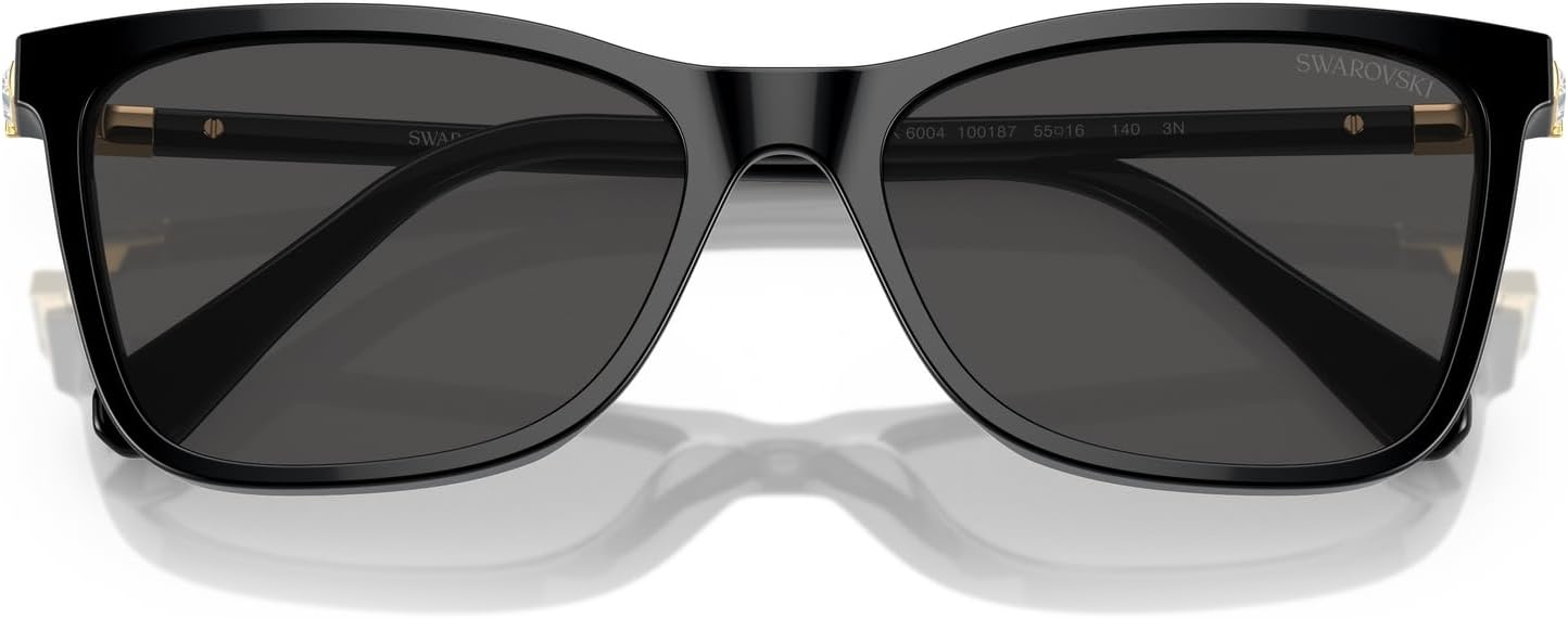 image:imageSwarovski womens Sk6004 Rectangular SunglassesBlackDark Grey