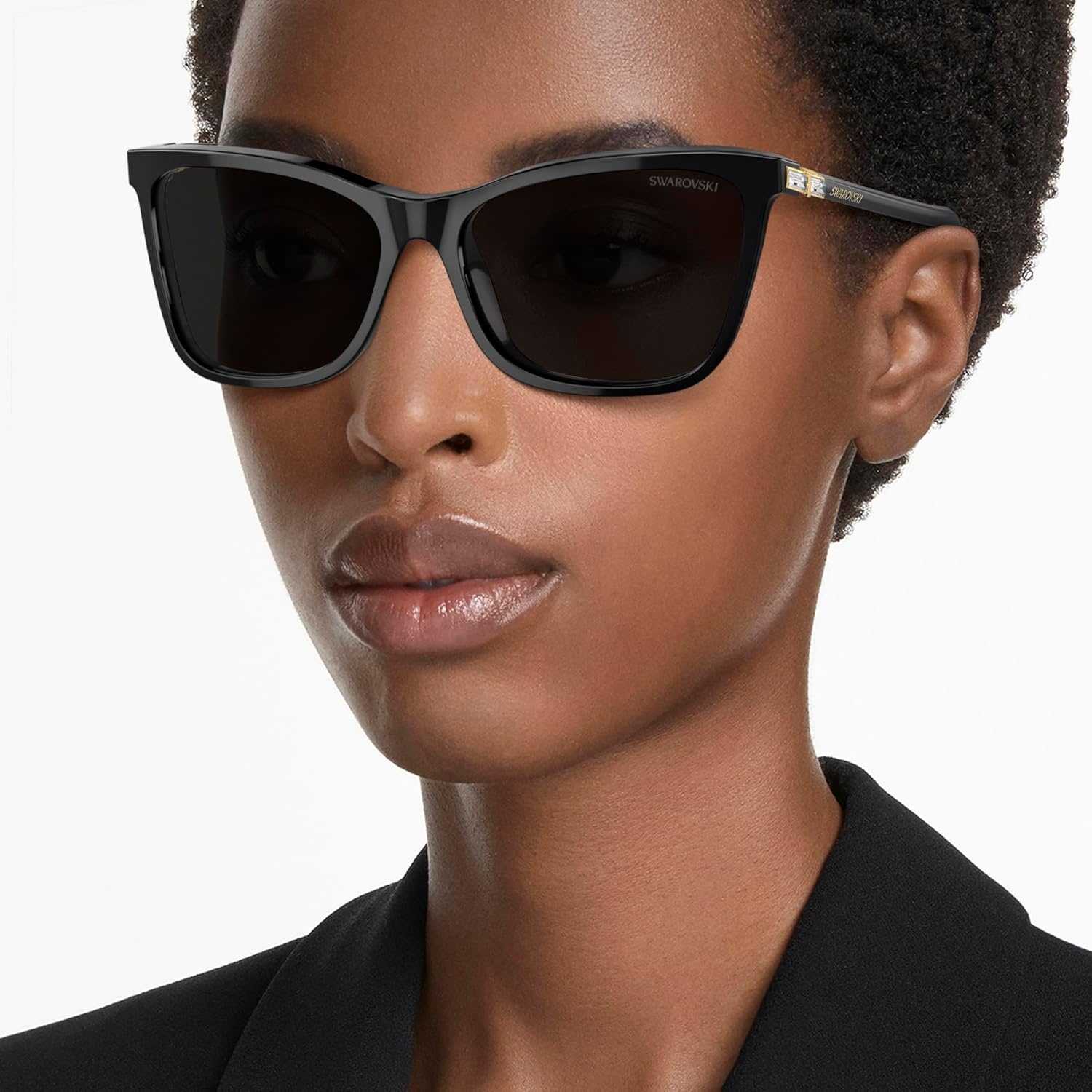 image:imageSwarovski womens Sk6004 Rectangular SunglassesBlackDark Grey Polarized