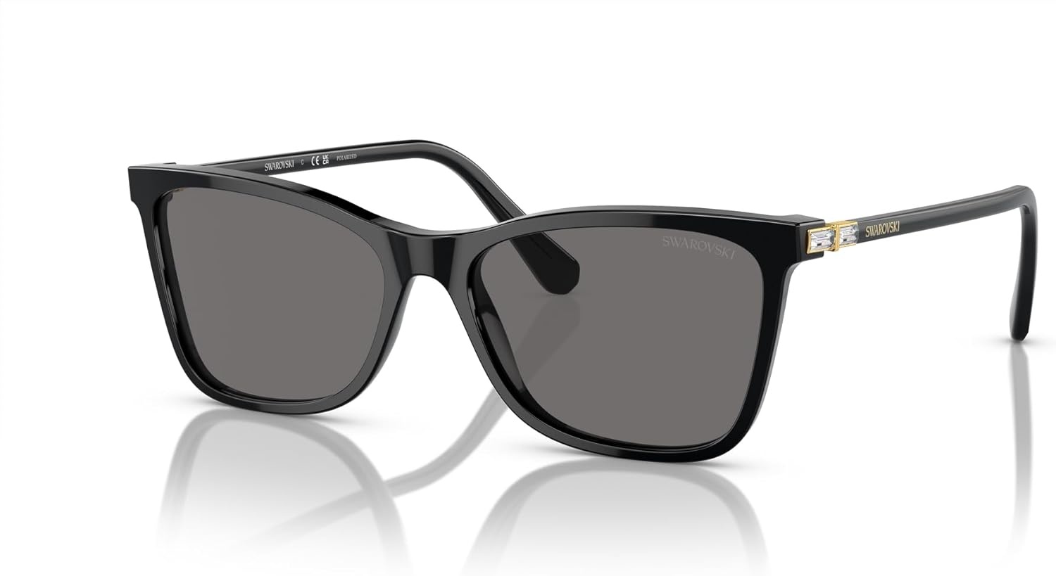 image:imageSwarovski womens Sk6004 Rectangular SunglassesBlackDark Grey Polarized