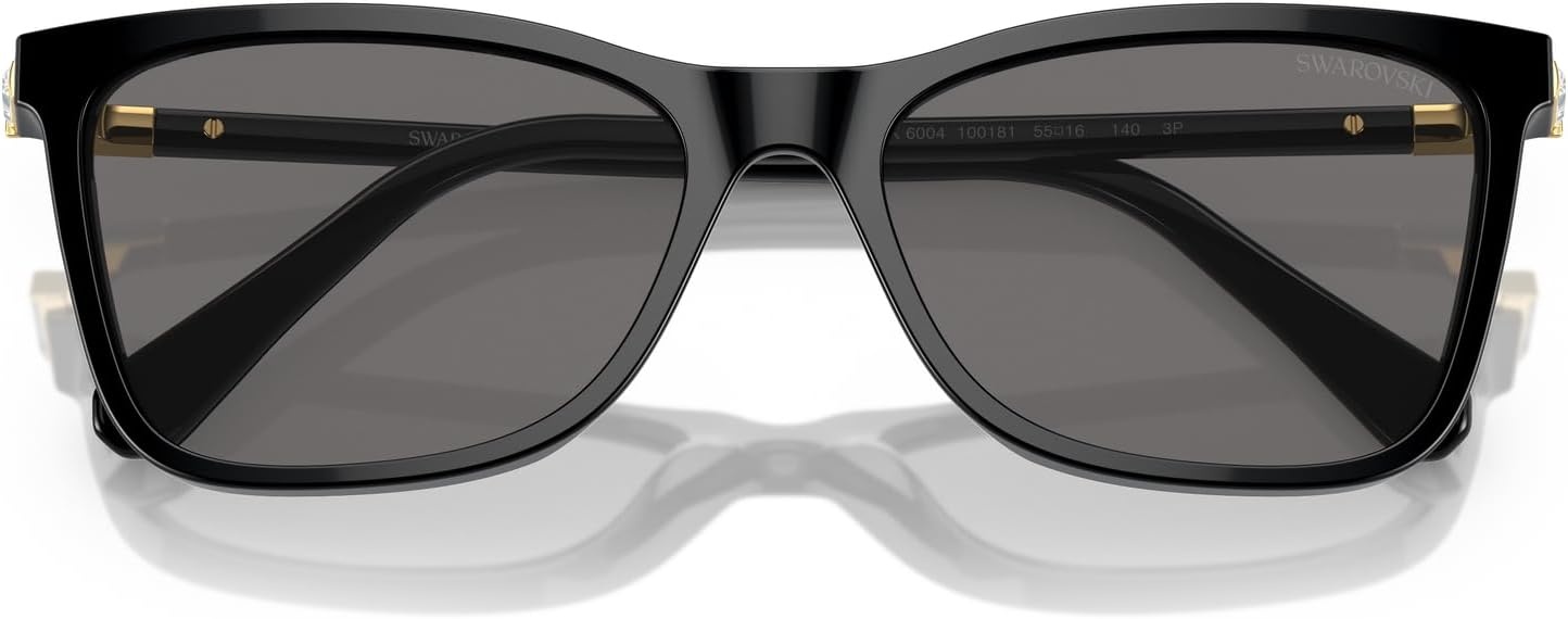 image:imageSwarovski womens Sk6004 Rectangular SunglassesBlackDark Grey Polarized