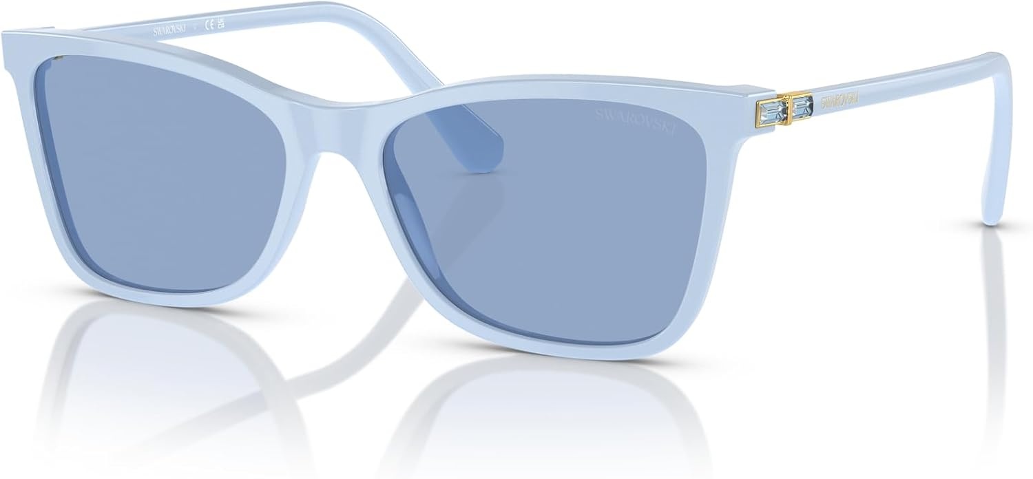 image:imageSwarovski womens Sk6004 Rectangular SunglassesClear BlueLight Blue Mirrored Silver