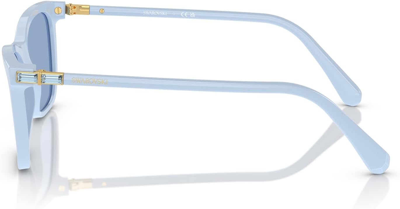 image:imageSwarovski womens Sk6004 Rectangular SunglassesClear BlueLight Blue Mirrored Silver