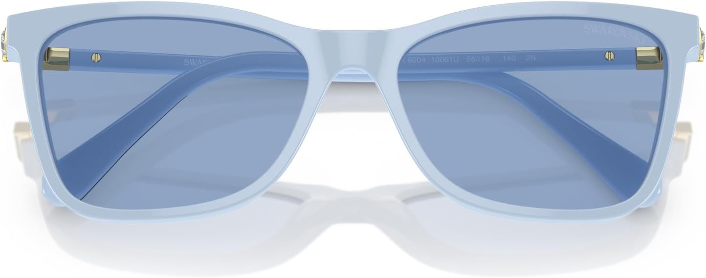 image:imageSwarovski womens Sk6004 Rectangular SunglassesClear BlueLight Blue Mirrored Silver