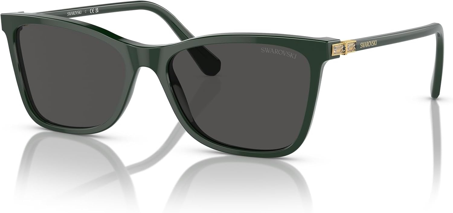 image:imageSwarovski womens Sk6004 Rectangular SunglassesGreen EmeraldDark Grey