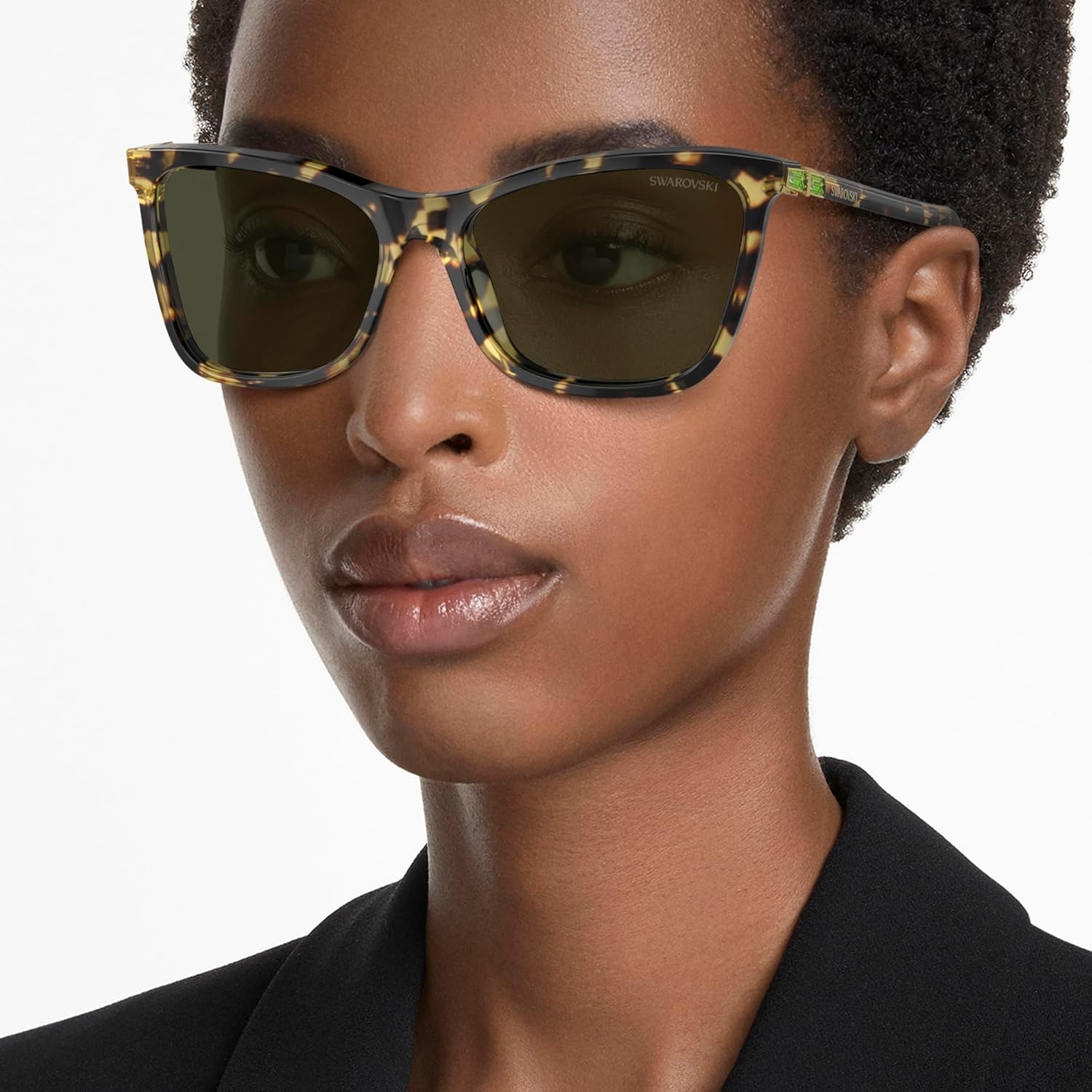 image:imageSwarovski womens Sk6004 Rectangular SunglassesHavanaDark Green