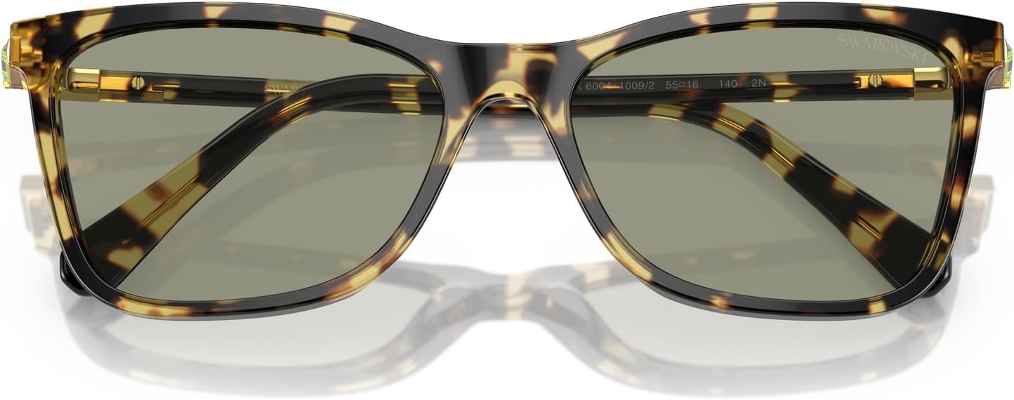 image:imageSwarovski womens Sk6004 Rectangular SunglassesHavanaDark Green