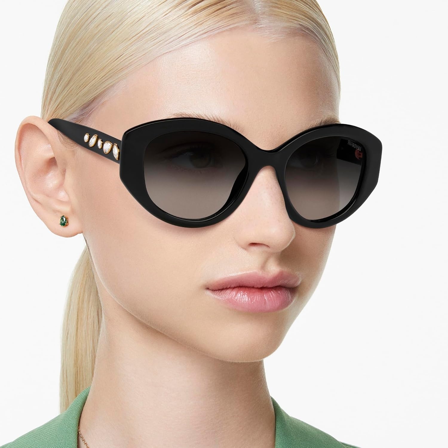 image:imageSwarovski womens Sk6005 Cat Eye SunglassesBlackGrey Gradient
