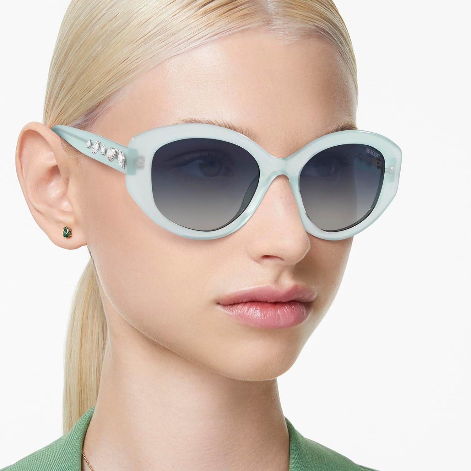 image:imageSwarovski womens Sk6005 Cat Eye SunglassesLight Blue OpalBlue Gradient
