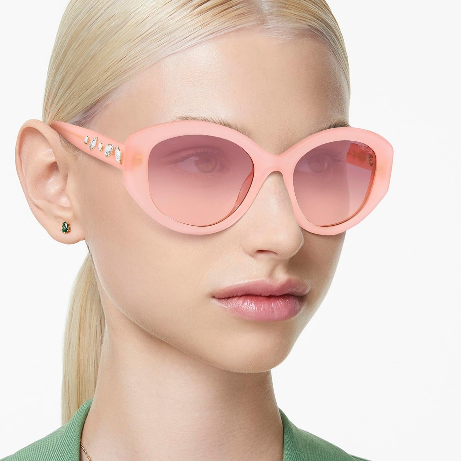 image:imageSwarovski womens Sk6005 Cat Eye SunglassesPink OpalBrown Gradient Violet
