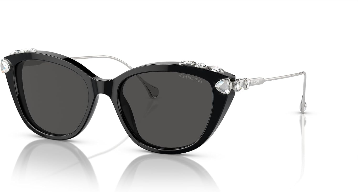 image:imageSwarovski womens Sk6010 Cat Eye SunglassesBlackDark Grey