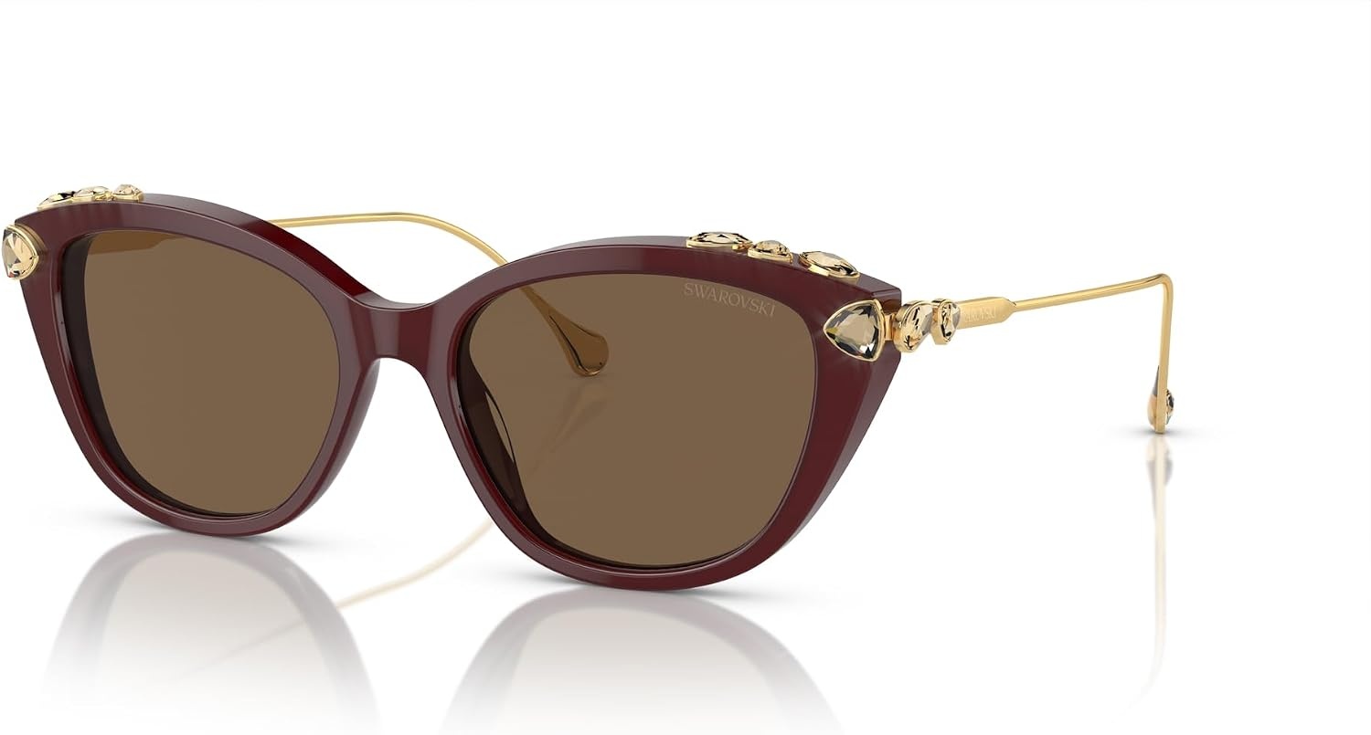 image:imageSwarovski womens Sk6010 Cat Eye SunglassesHavana MediaDark Brown