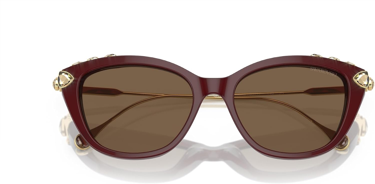 image:imageSwarovski womens Sk6010 Cat Eye SunglassesHavana MediaDark Brown