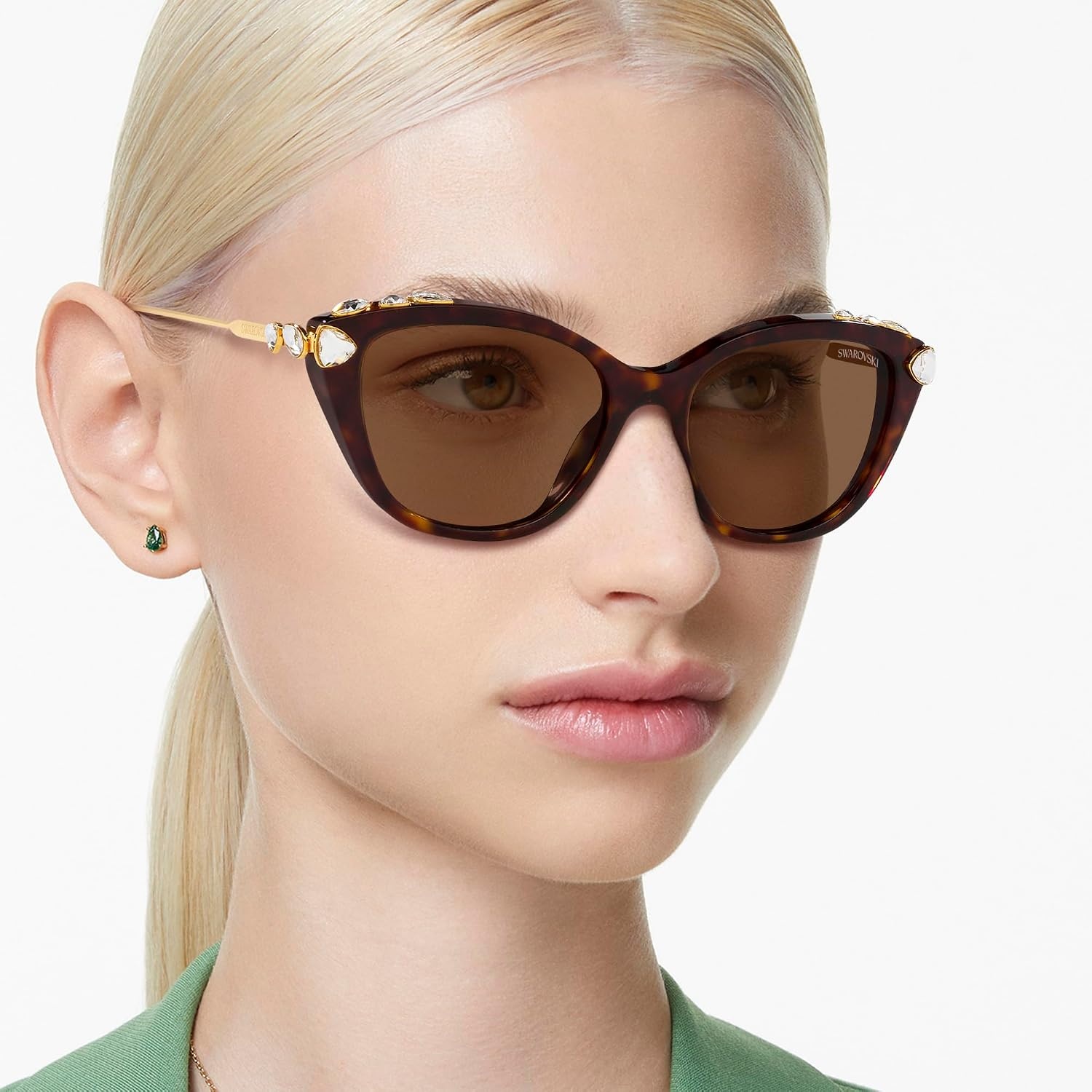 image:imageSwarovski womens Sk6010 Cat Eye SunglassesHavanaDark Brown