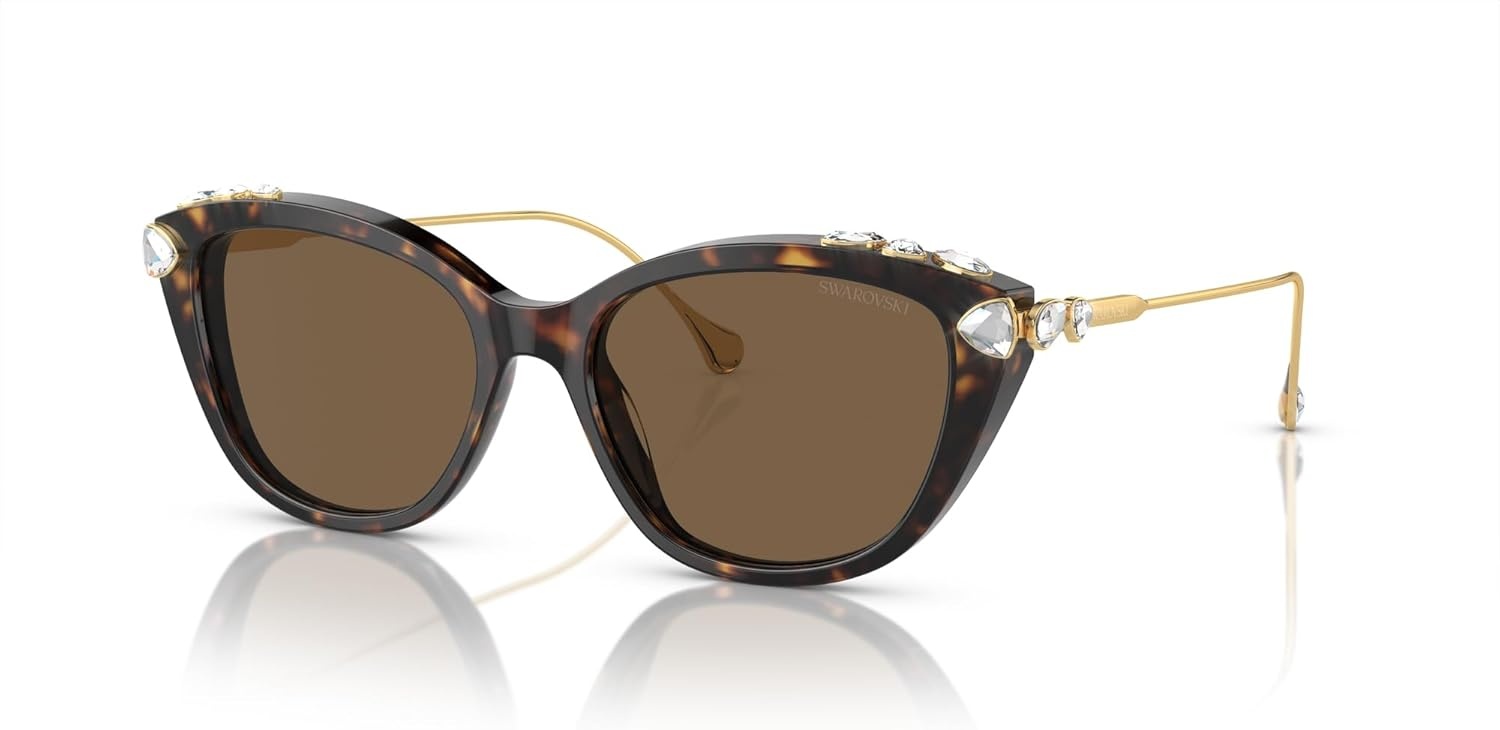 image:imageSwarovski womens Sk6010 Cat Eye SunglassesHavanaDark Brown