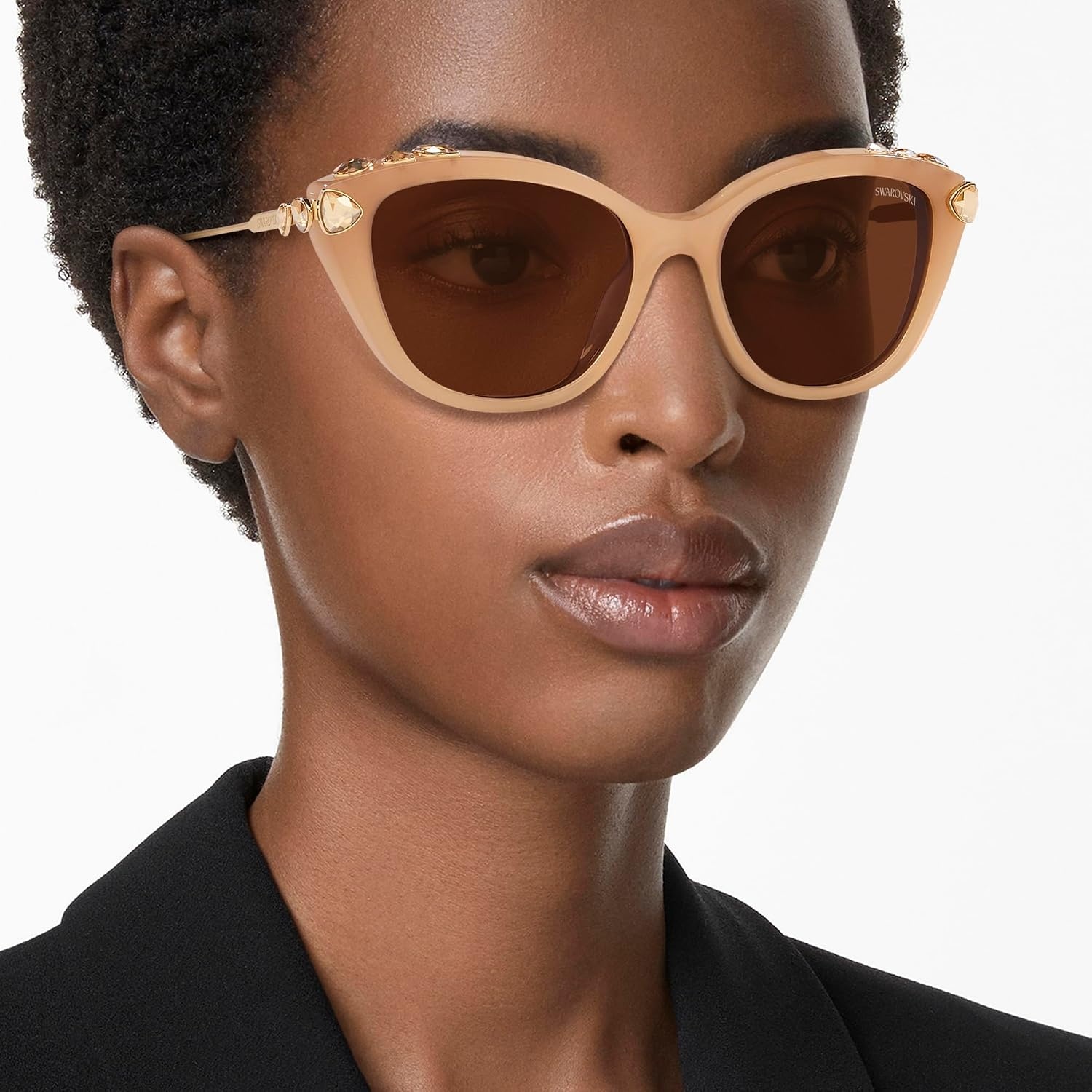 image:imageSwarovski womens Sk6010 Cat Eye SunglassesOpal BeigeBronze