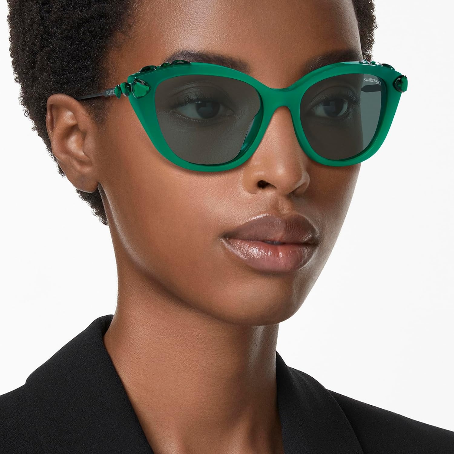 image:imageSwarovski womens Sk6010 Cat Eye SunglassesOpal GreenDark Grey