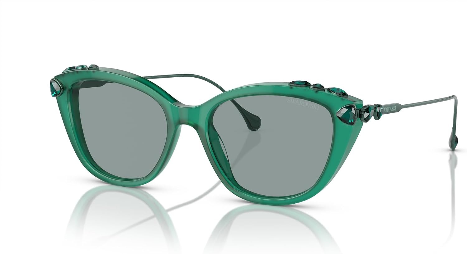 image:imageSwarovski womens Sk6010 Cat Eye SunglassesOpal GreenDark Grey