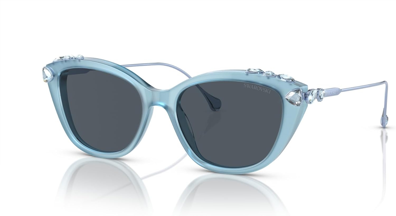 image:imageSwarovski womens Sk6010 Cat Eye SunglassesOpal Light BlueDark Grey
