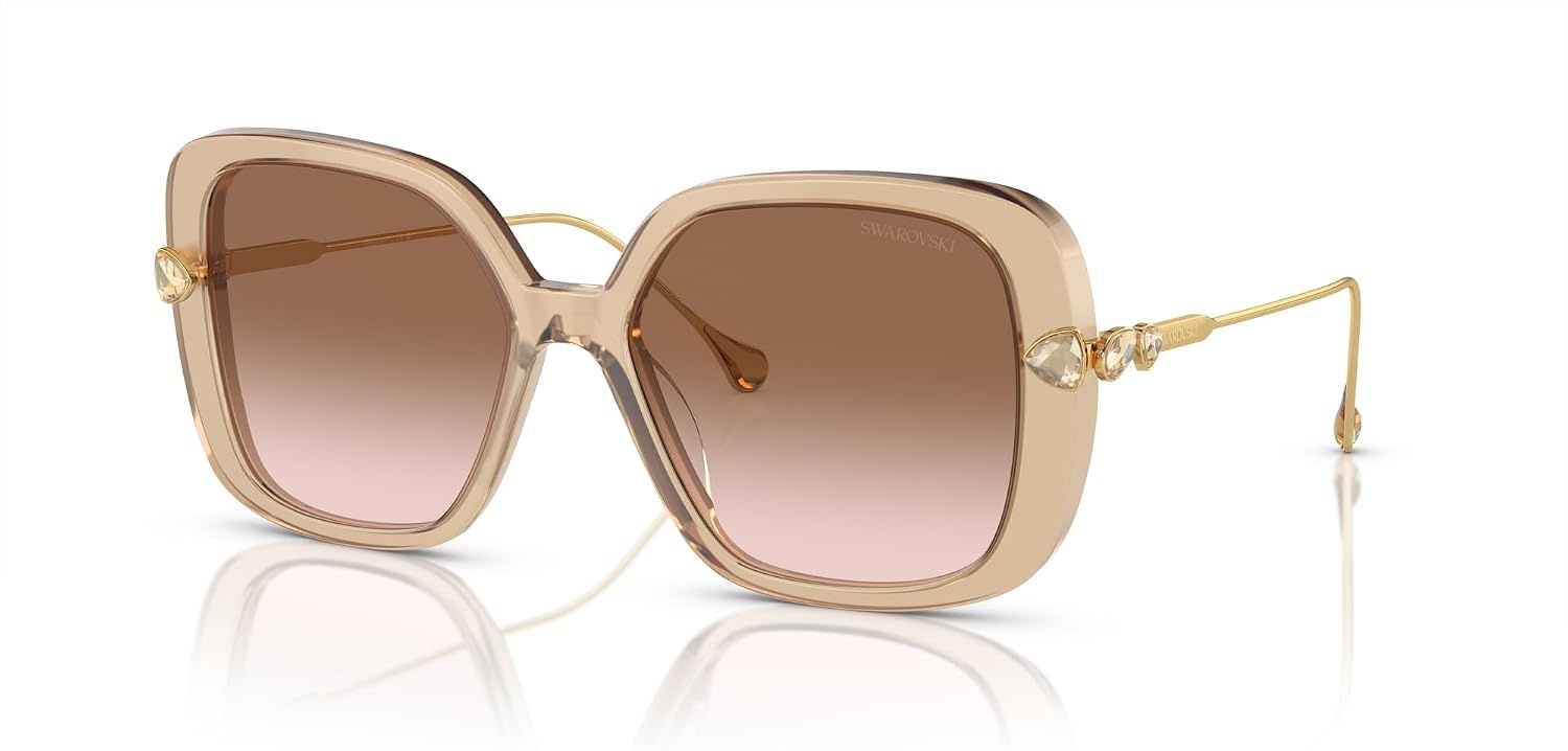 image:imageSwarovski womens Sk6011 Square SunglassesBeige TransparentGradient Brown