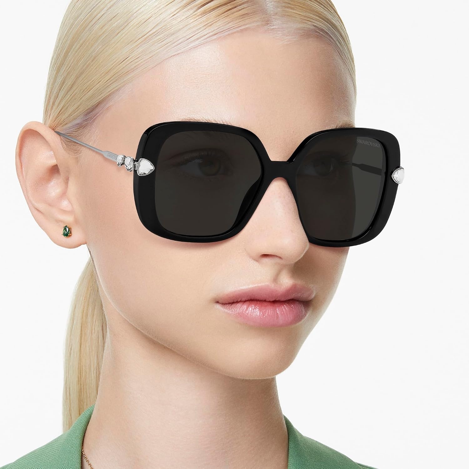 image:imageSwarovski womens Sk6011 Square SunglassesBlackDark Grey