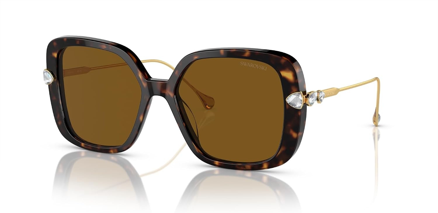 image:imageSwarovski womens Sk6011 Square SunglassesHavanaPolarized Brown