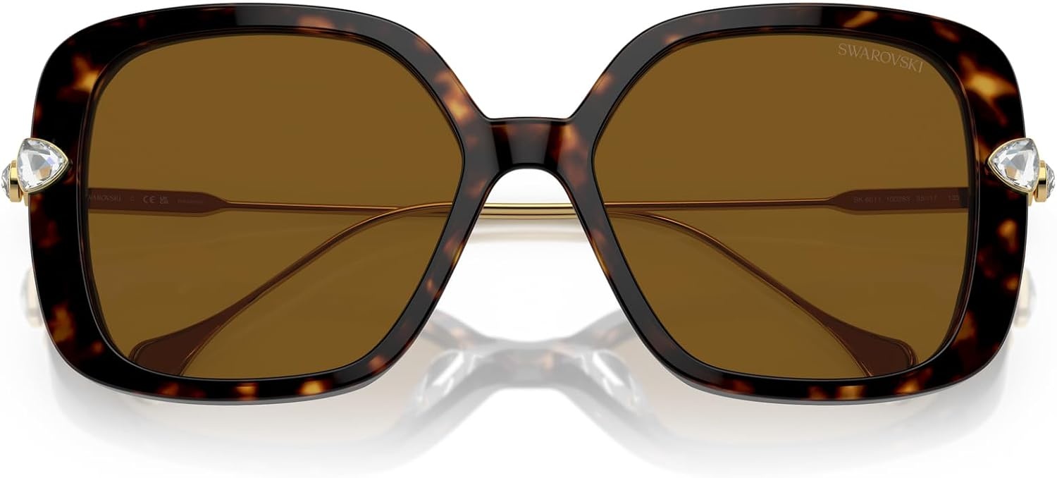 image:imageSwarovski womens Sk6011 Square SunglassesHavanaPolarized Brown