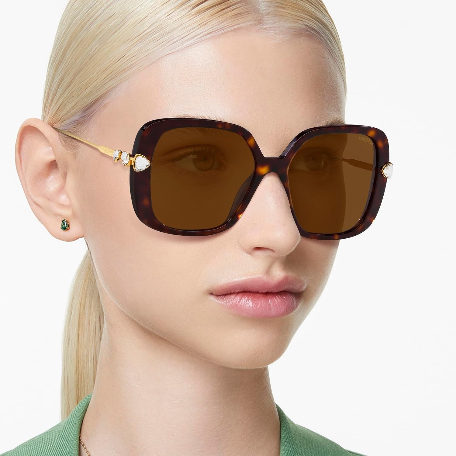 image:imageSwarovski womens Sk6011 Square SunglassesHavanaPolarized Brown