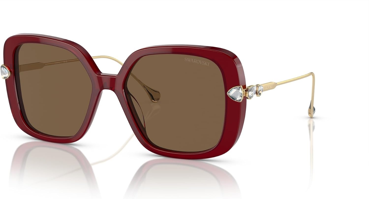 image:imageSwarovski womens Sk6011 Square SunglassesLight HavanaDark Brown