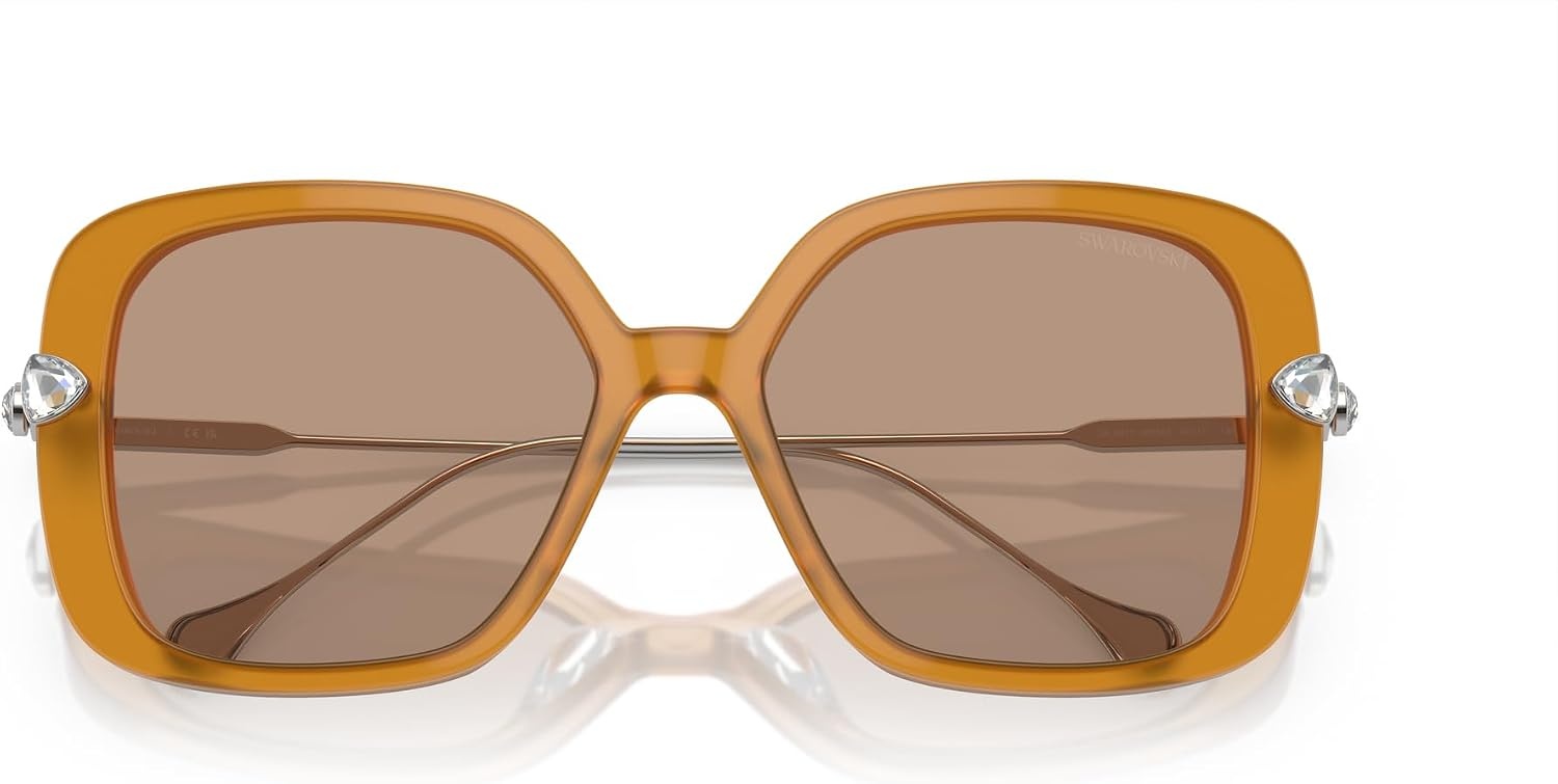 image:imageSwarovski womens Sk6011 Square SunglassesTransparent Amber BrownLight Brown