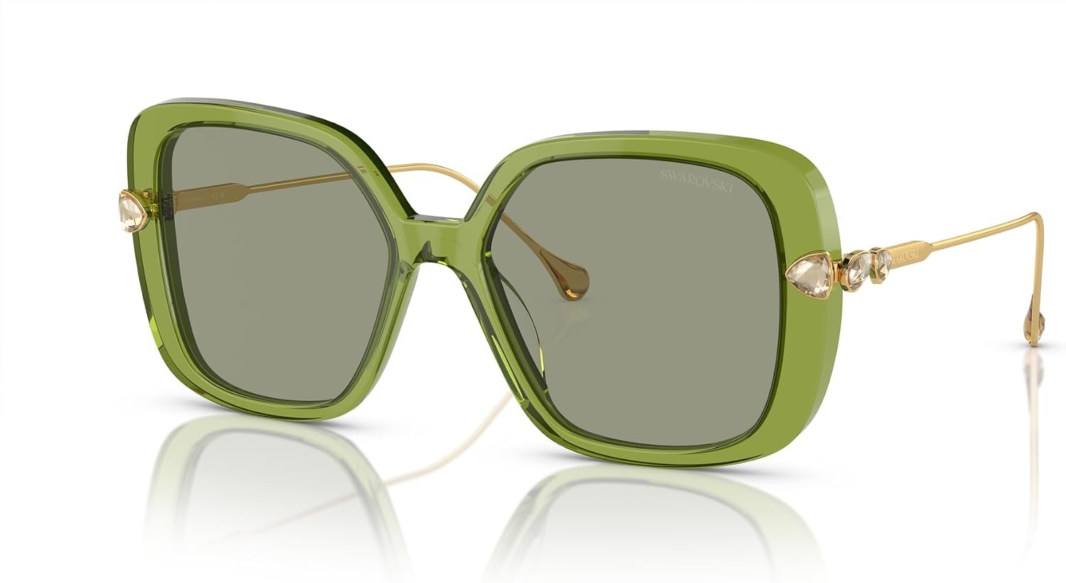 image:imageSwarovski womens Sk6011 Square SunglassesTransparent GreenGreen