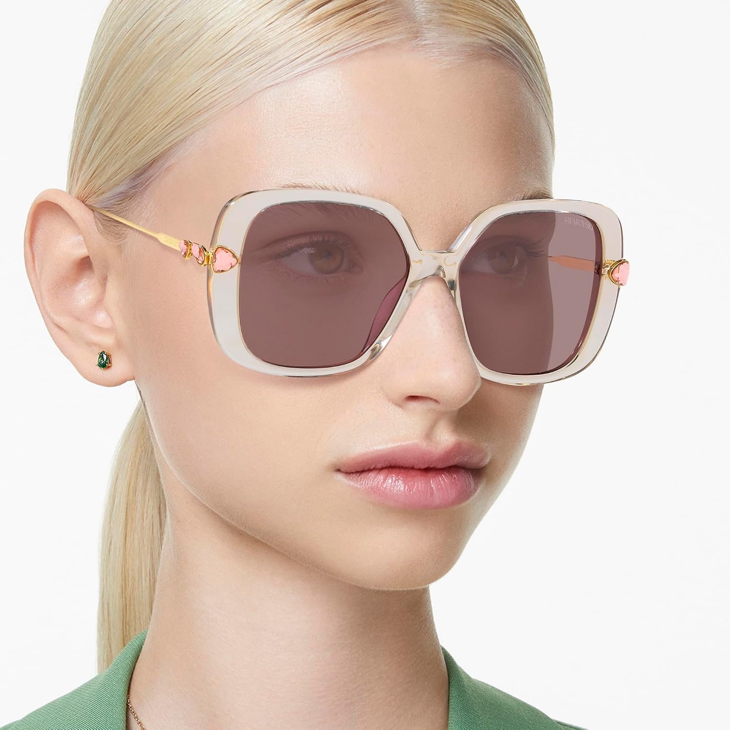 image:imageSwarovski womens Sk6011 Square SunglassesTransparent Light BrownViolet
