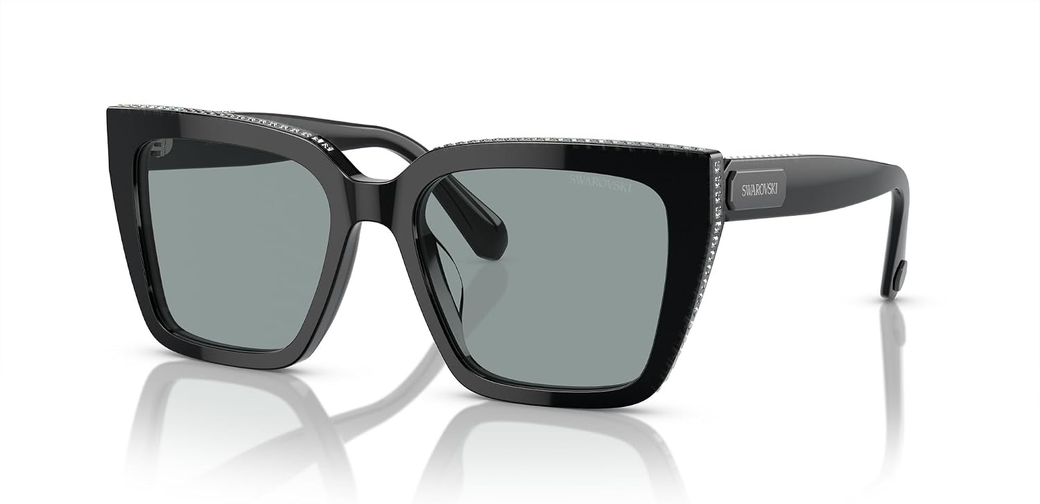 image:imageSwarovski womens Sk6013 Square SunglassesBlackDark Grey