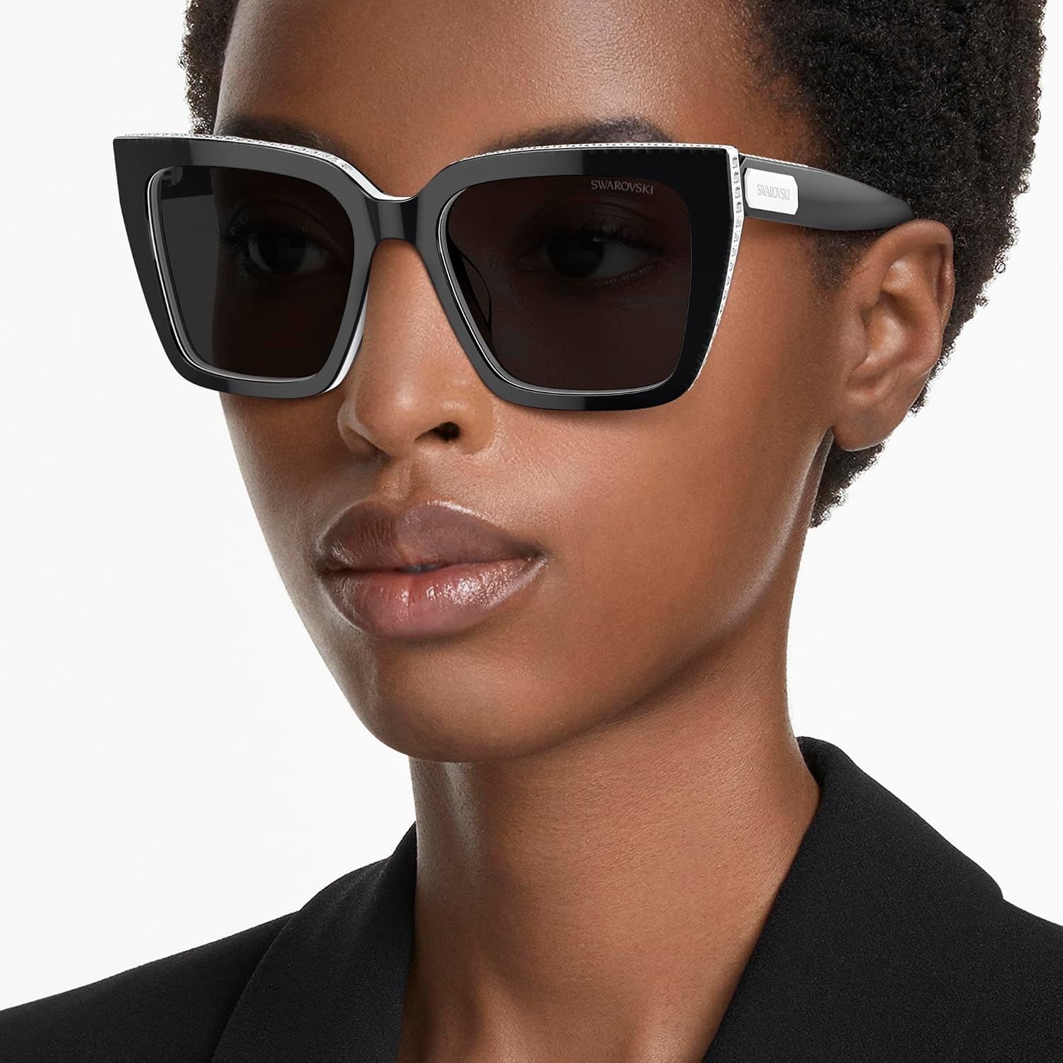 image:imageSwarovski womens Sk6013 Square SunglassesBlackDark Grey Polarized
